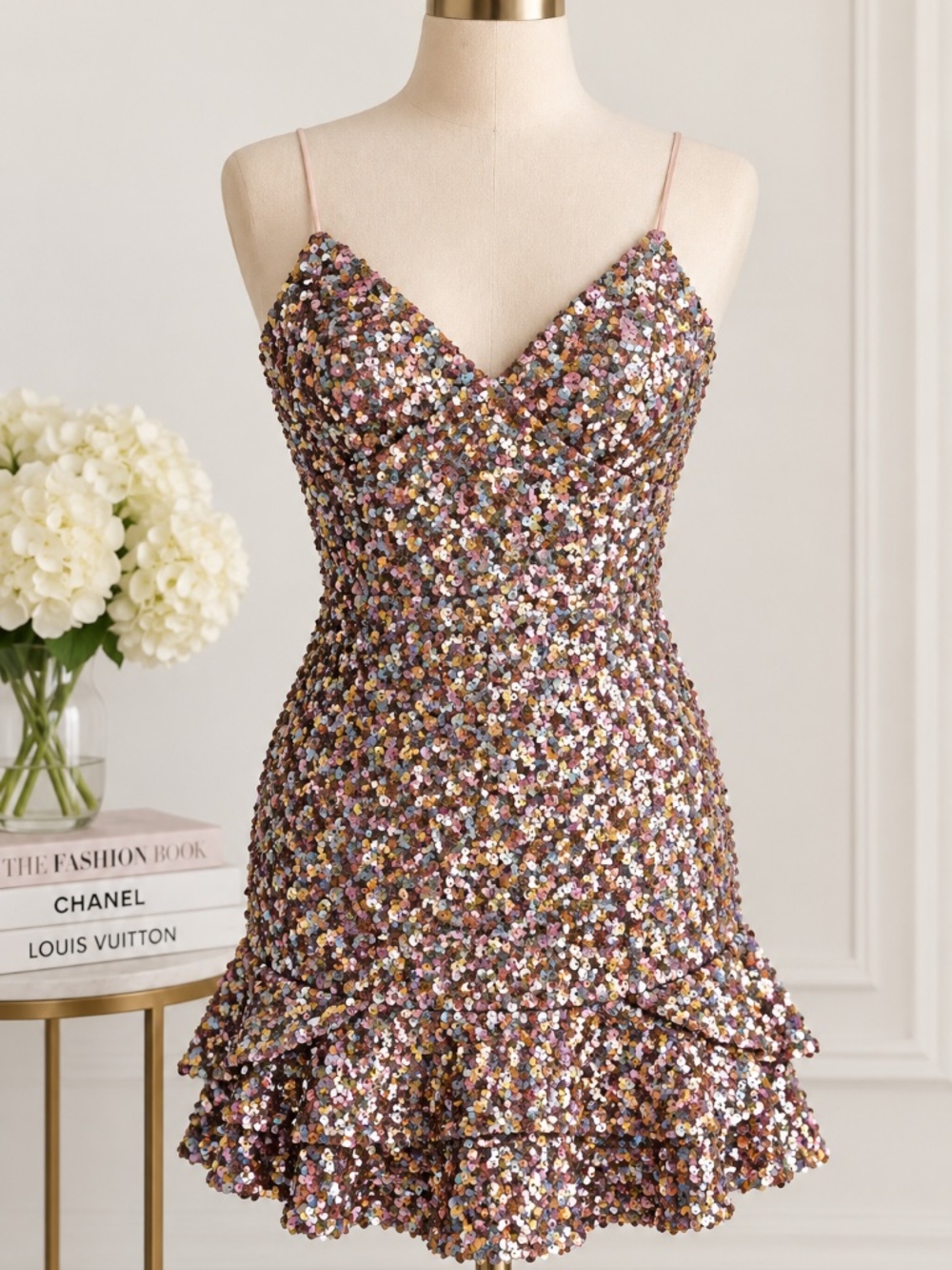 NEW!Adrianna Papell Sequin Midi Dress Pink Multi NWT Petite 10P Party Cocktail